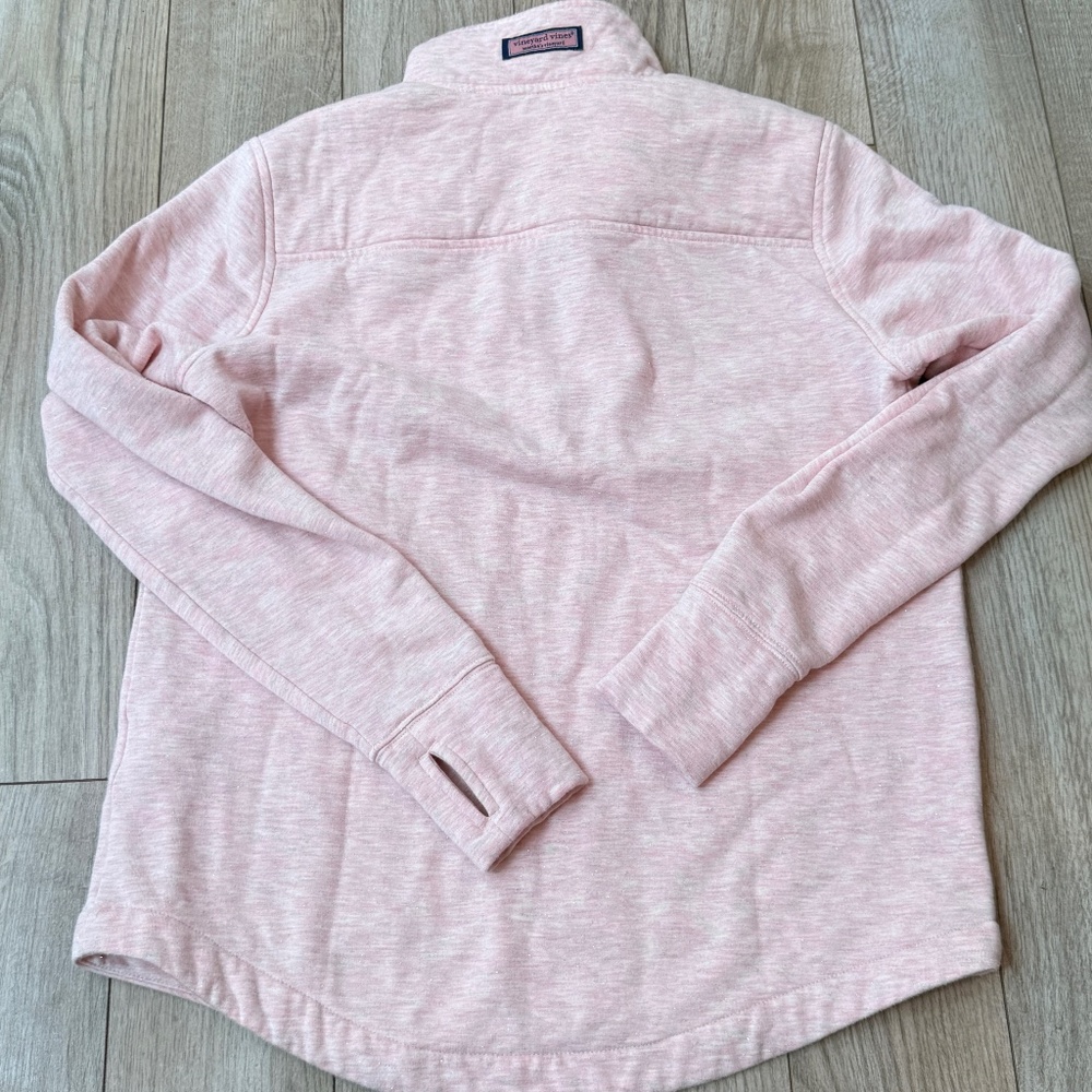 Vineyard Vines Dreamcloth Half Zip Pink Heather Shep Shirt with sparkle size S - Picture 2 of 10